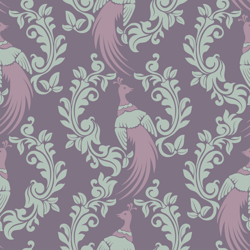 Birds with damask pattern seamless vector 02 Birds with damask pattern seamless vector 02
