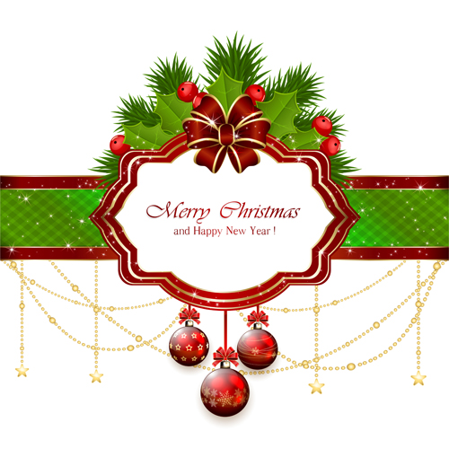 Christmas card with decorative elements vector material Christmas card with decorative elements vector material