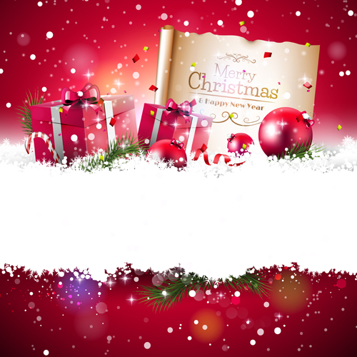 Christmas red gifts with paper vector Christmas red gifts with paper vector