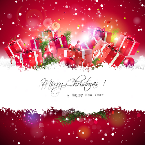 Christmas stripe red gift boxes lights vector Christmas stripe red gift boxes lights vector
