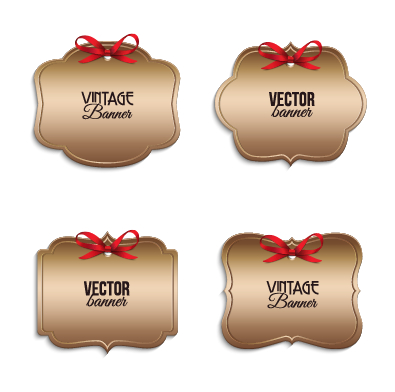 Cute vintage labels cards vector graphics 01