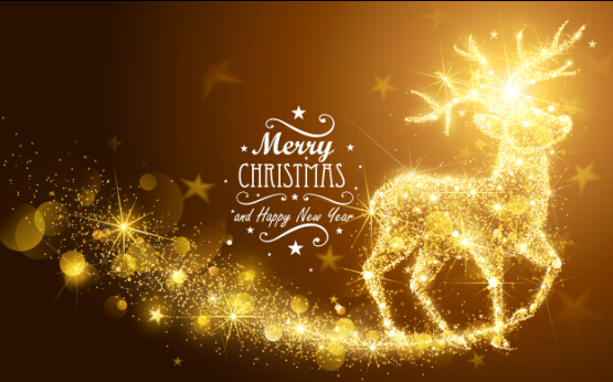 Golden glow christmas holiday background vector 01
