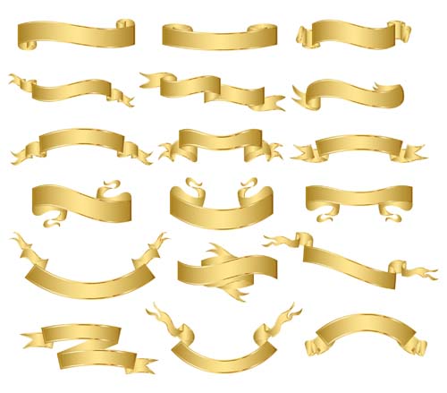 Golden ribbons design set Golden ribbons design set