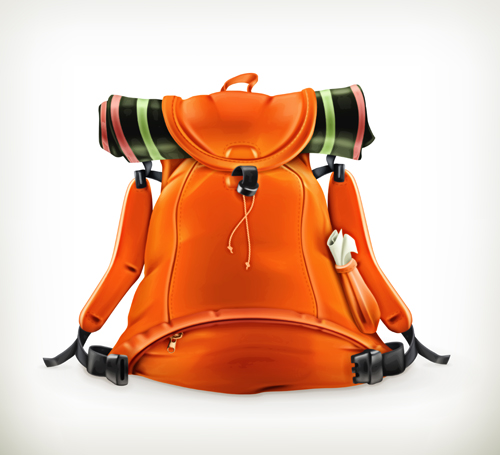 Orange travel backpack vector Orange travel backpack vector