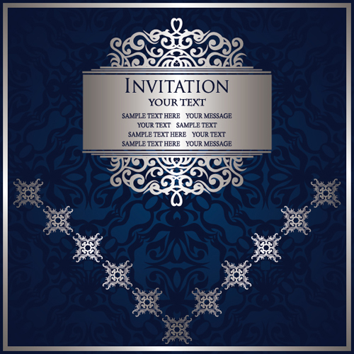 Ornate blue background retro vector material Ornate blue background retro vector material