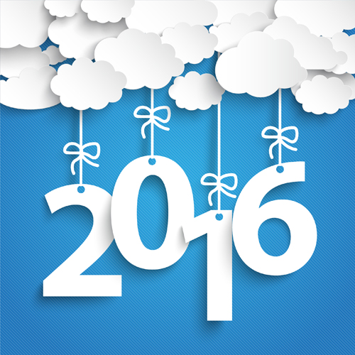 Paper cloud with 2016 new year vectors Paper cloud with 2016 new year vectors