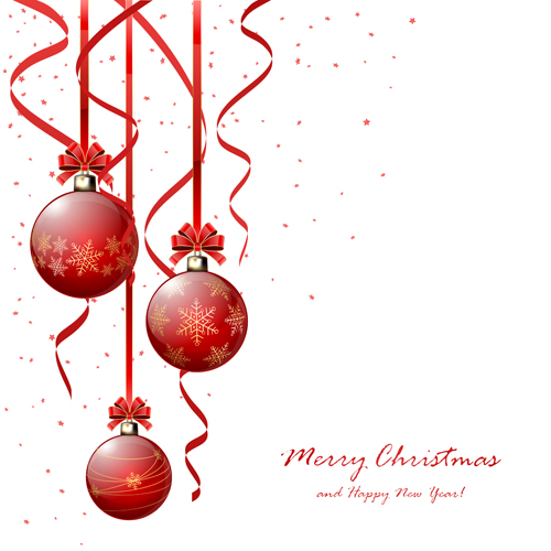 Red christmas balls with confetti vector Red christmas balls with confetti vector