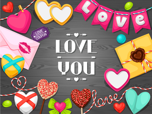 Valentines day design elements vector set 01