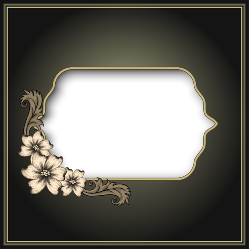 Vintage frame with floral decor vector material 03 Vintage frame with floral decor vector material 03