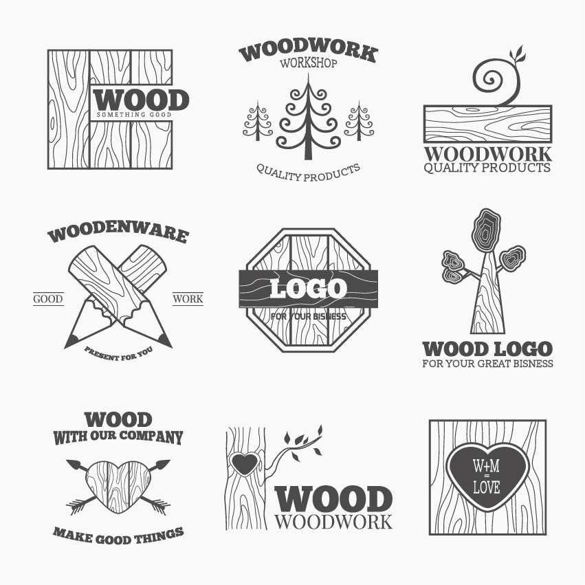 Wood woodwork logos design vector 01 Wood woodwork logos design vector 01