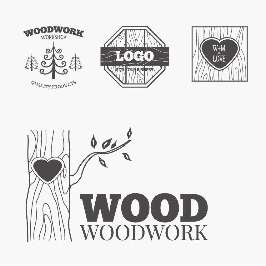 Wood woodwork logos design vector 03 Wood woodwork logos design vector 03