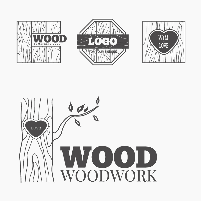 Wood woodwork logos design vector 04 Wood woodwork logos design vector 04