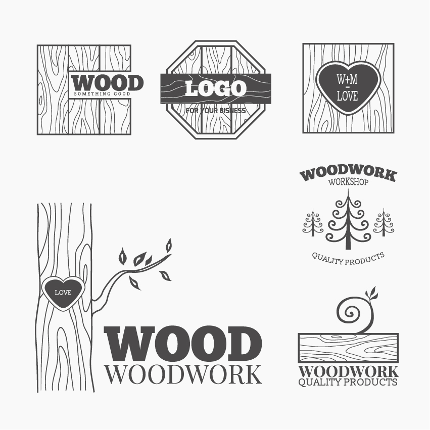 Wood woodwork logos design vector 05 Wood woodwork logos design vector 05