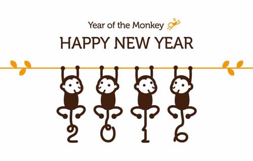 2016 Year of the monkey greeting cards vector