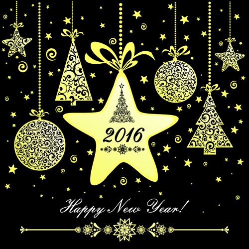 2016 new year with christmas baubles design vector 2016 new year with christmas baubles design vector