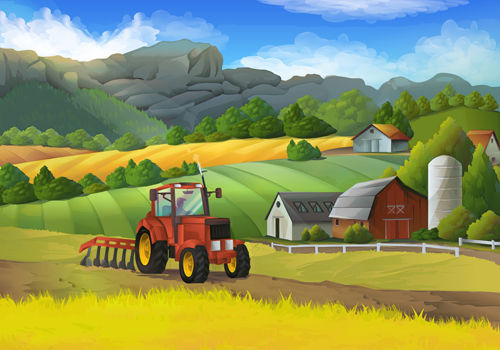 Beautiful rural landscapes vector material 02