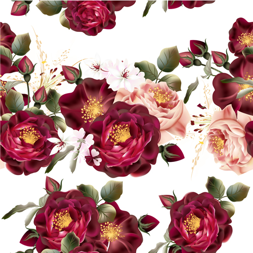 Beautiful seamless flowers pattern vectors material 03 Beautiful seamless flowers pattern vectors material 03