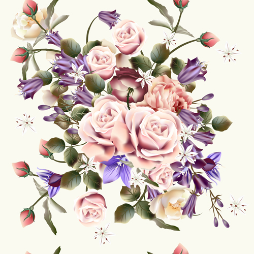 Beautiful seamless flowers pattern vectors material 04 Beautiful seamless flowers pattern vectors material 04