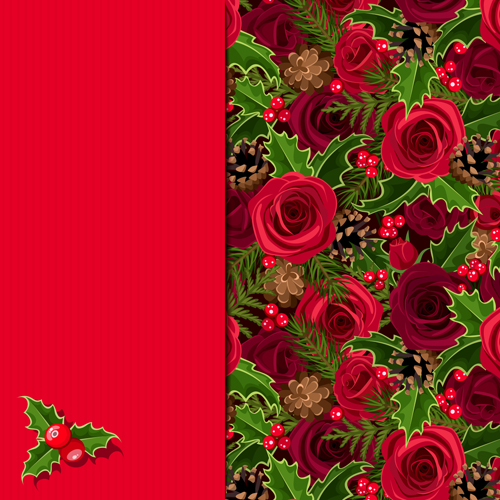 Christmas card with red rose vector Christmas card with red rose vector