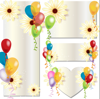 flower colored card vector balloon 