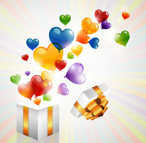 heart shaped gift box gift colored balloon 