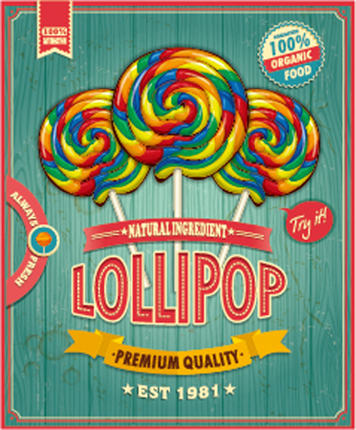 Vintage Style vintage poster lollipop colored 