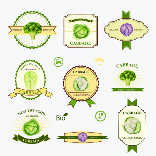 Creative vegetables labels vintage vector 02 Creative vegetables labels vintage vector 02