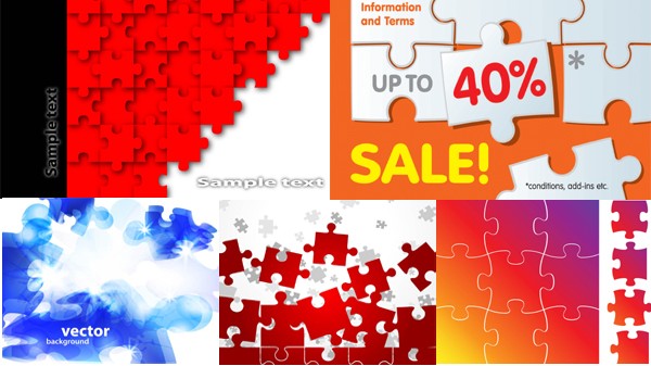 Fashion puzzle background vector set Fashion puzzle background vector set