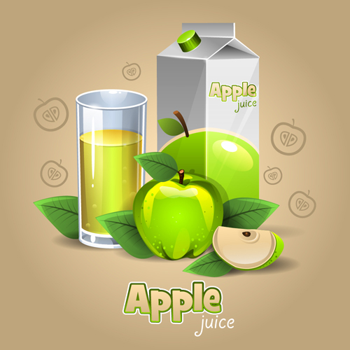 Green apple juice with cup vector Green apple juice with cup vector