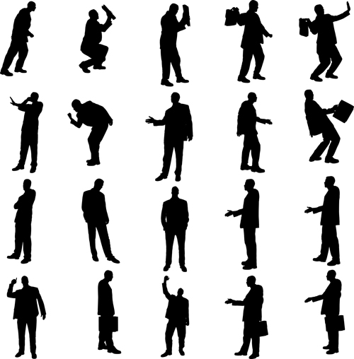 Vector set of businessman silhouettes graphics 02 Vector set of businessman silhouettes graphics 02