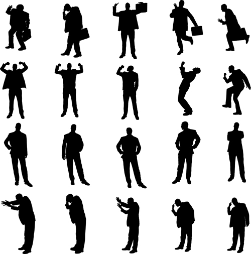 Vector set of businessman silhouettes graphics 05 Vector set of businessman silhouettes graphics 05