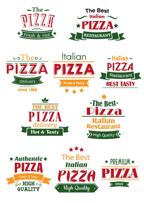 Simple pizza logos vector Simple pizza logos vector