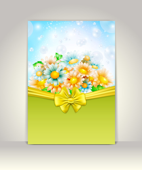 spring invitation flowers flower card vector card 
