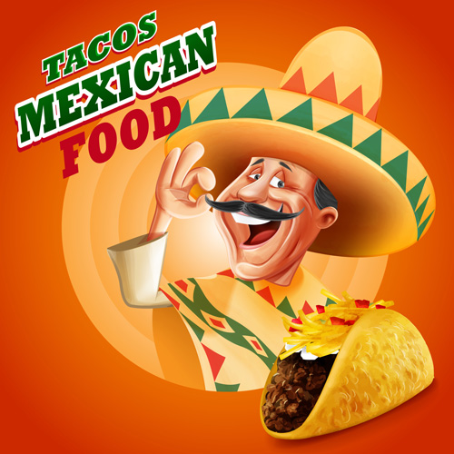Tacos mexican food poster vintage vector Tacos mexican food poster vintage vector