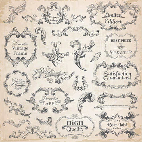 Vintage frames with retro ornaments vector