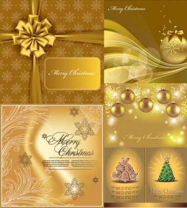 Luxury gold christmas background vector set Luxury gold christmas background vector set