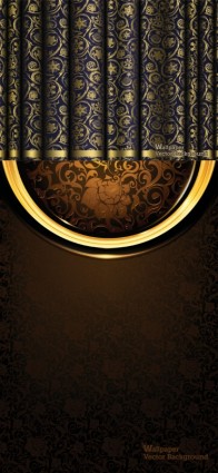 Curtain brocade ornate vector background 02