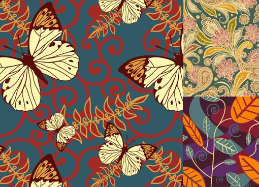 Hand drawn leaves butterfly background vector Hand drawn leaves butterfly background vector