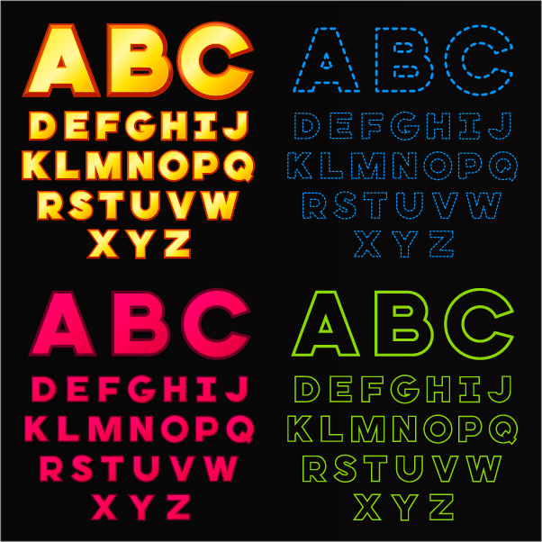 Colorful alphabets vector set 02 Colorful alphabets vector set 02