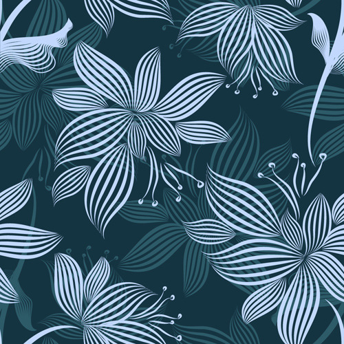 Elegant flower art pattern seamless vector 02 Elegant flower art pattern seamless vector 02