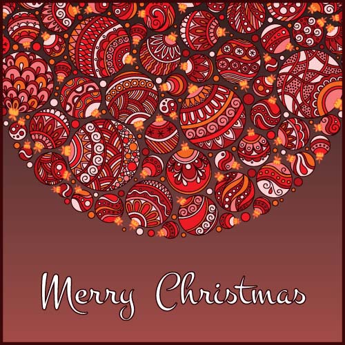 Floral christmas balls with greeting cards vector 02