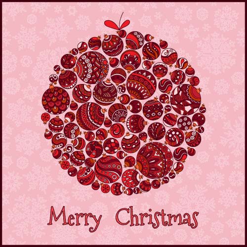 Floral christmas balls with greeting cards vector 03 Floral christmas balls with greeting cards vector 03
