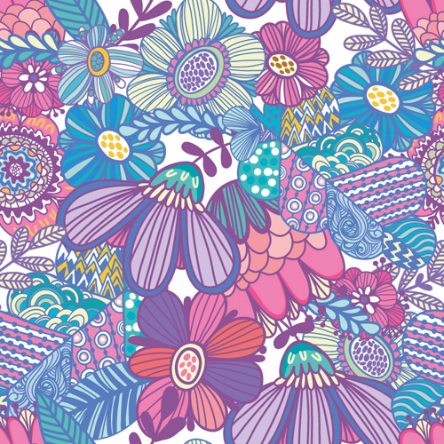 Floral gentle pattern hand drawn vector 06 Floral gentle pattern hand drawn vector 06