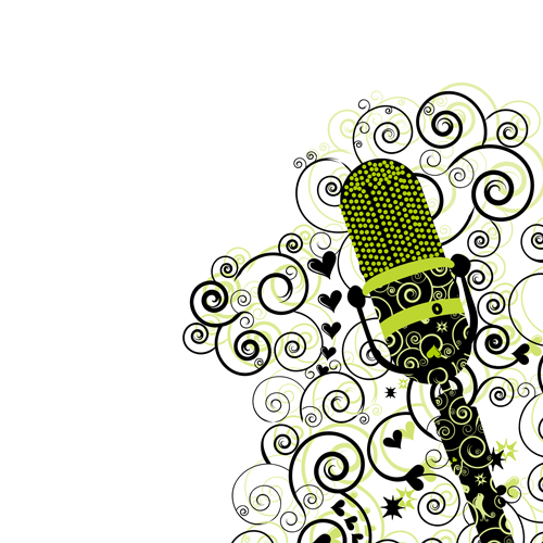 Floral microphone vector material Floral microphone vector material