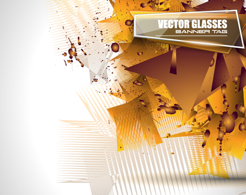 Glasses banner with geometric shapes background vector 03 Glasses banner with geometric shapes background vector 03