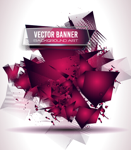 Glasses banner with geometric shapes background vector 05
