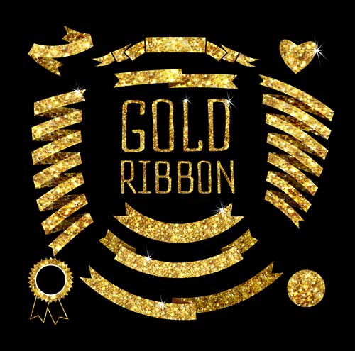 ribbon heart gold 