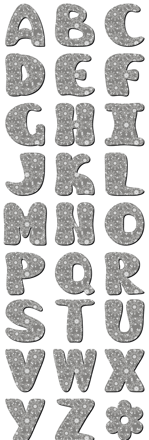 Gray letters with flower vector Gray letters with flower vector
