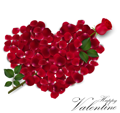 Rose with heart valentines day card vector Rose with heart valentines day card vector