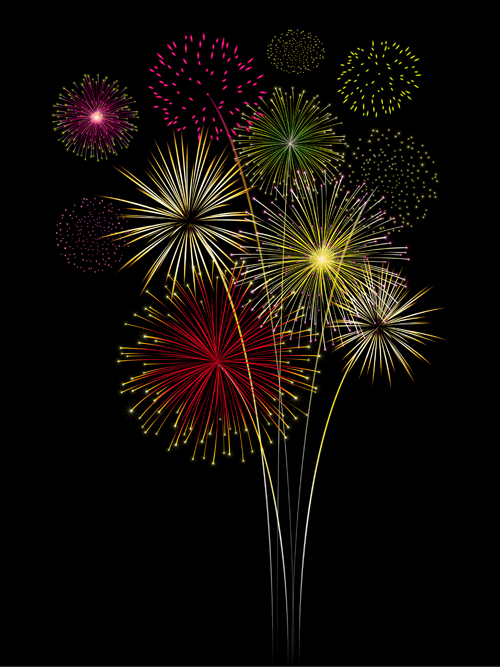 Shining holiday fireworks beautiful vector 02